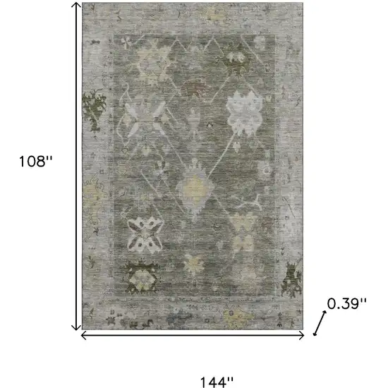 Pewter And Gray Oriental Washable Area Rug With UV Protection Photo 9