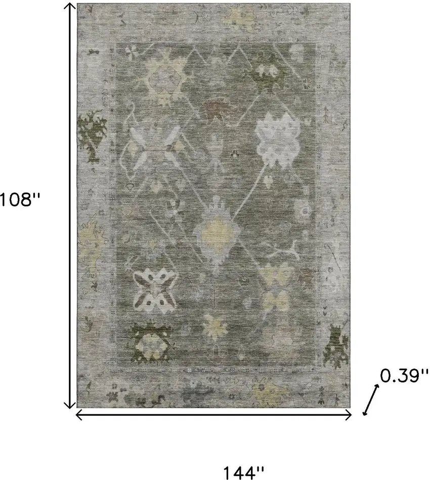Pewter And Gray Oriental Washable Area Rug With UV Protection Photo 9