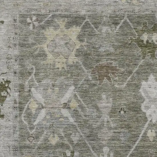 Pewter And Gray Oriental Washable Area Rug With UV Protection Photo 3
