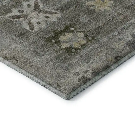 Pewter And Gray Oriental Washable Area Rug With UV Protection Photo 7