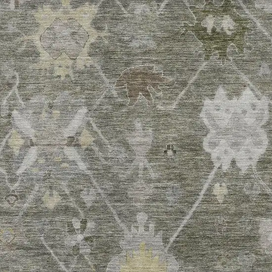 Pewter And Gray Oriental Washable Area Rug With UV Protection Photo 3