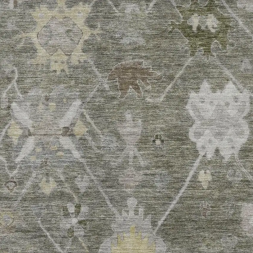 Pewter And Gray Oriental Washable Area Rug With UV Protection Photo 3