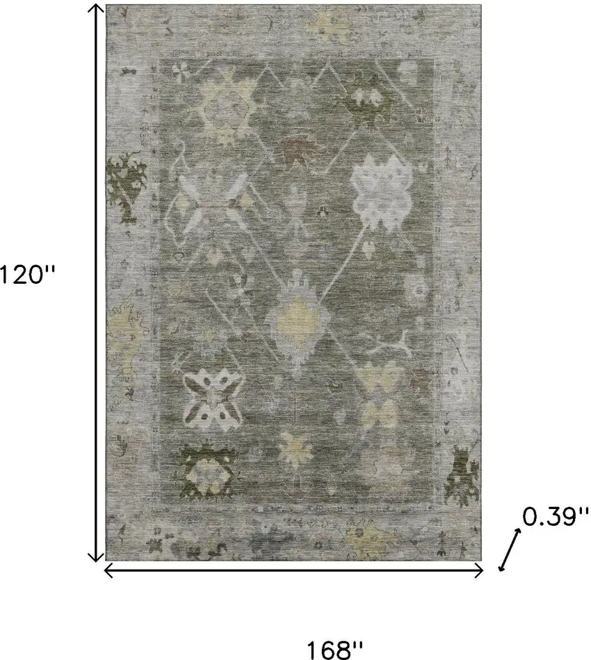 Pewter And Gray Oriental Washable Area Rug With UV Protection Photo 9