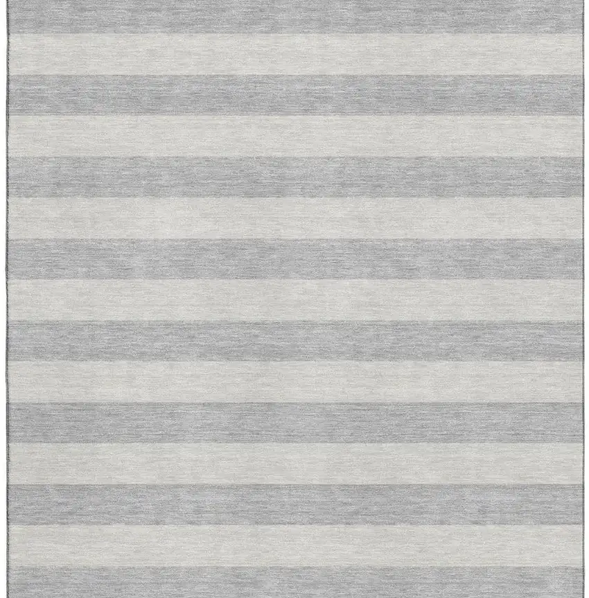 Pewter And Gray Striped Washable Area Rug With UV Protection Photo 4