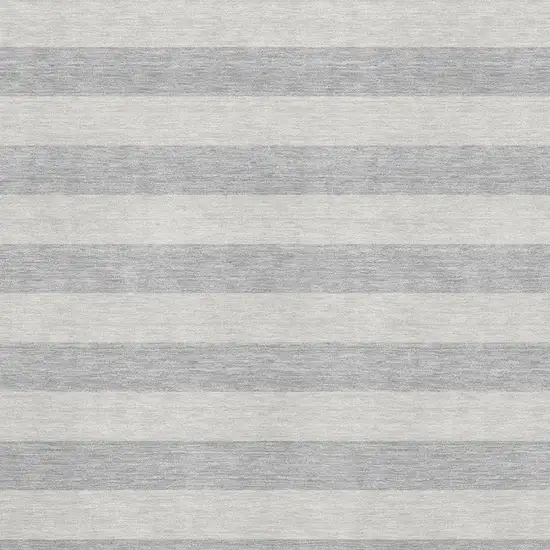 Pewter And Gray Striped Washable Area Rug With UV Protection Photo 3