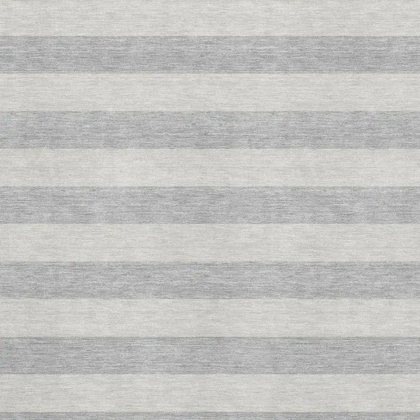 Pewter And Gray Striped Washable Area Rug With UV Protection Photo 3