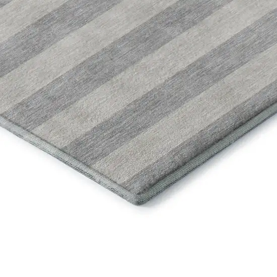 Pewter And Gray Striped Washable Area Rug With UV Protection Photo 8
