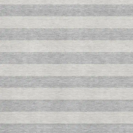 Pewter And Gray Striped Washable Area Rug With UV Protection Photo 3