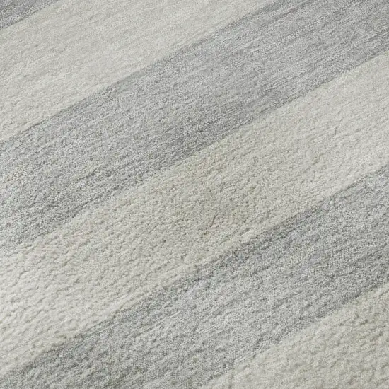 Pewter And Gray Striped Washable Area Rug With UV Protection Photo 3