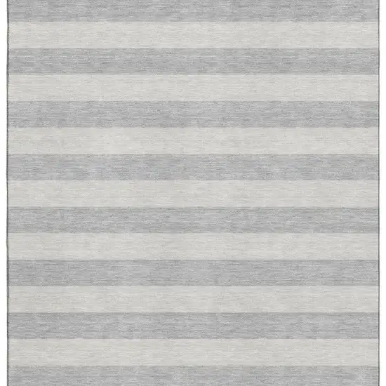 Pewter And Gray Striped Washable Area Rug With UV Protection Photo 4