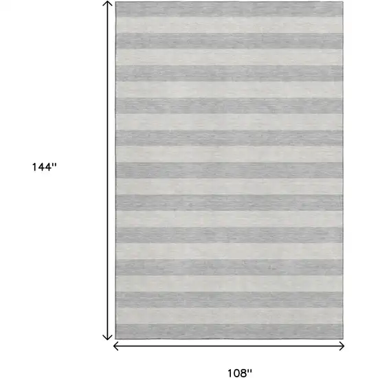 Pewter And Gray Striped Washable Area Rug With UV Protection Photo 7
