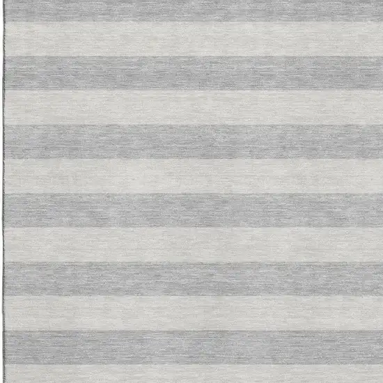 Pewter And Gray Striped Washable Area Rug With UV Protection Photo 3