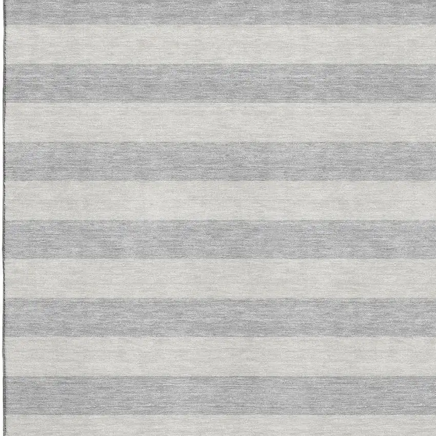 Pewter And Gray Striped Washable Area Rug With UV Protection Photo 3