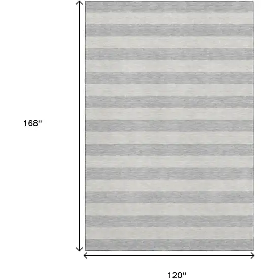 Pewter And Gray Striped Washable Area Rug With UV Protection Photo 7
