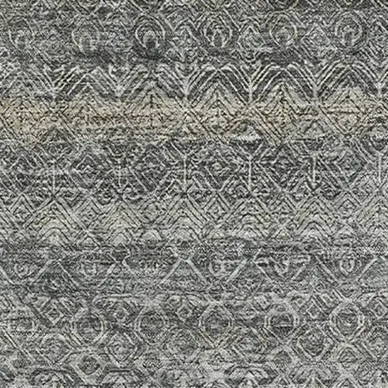 Pewter And Gray Striped Washable Area Rug With UV Protection Photo 3