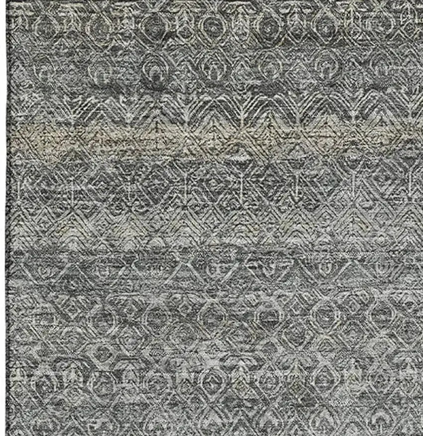 Pewter And Gray Striped Washable Area Rug With UV Protection Photo 3