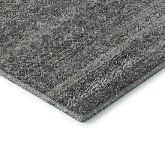 Pewter And Gray Striped Washable Area Rug With UV Protection Photo 7
