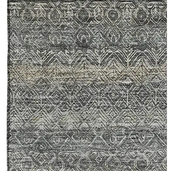 Pewter And Gray Striped Washable Area Rug With UV Protection Photo 3
