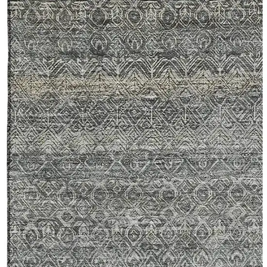 Pewter And Gray Striped Washable Area Rug With UV Protection Photo 4