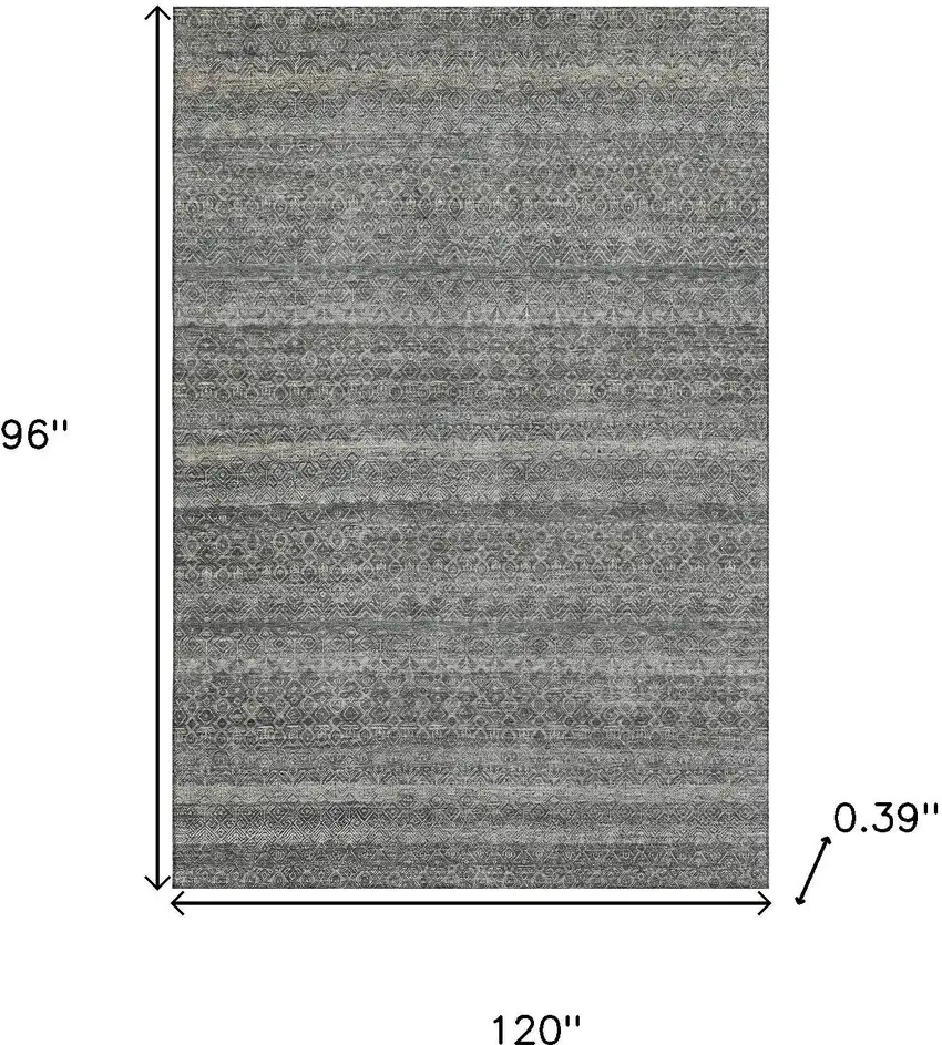 Pewter And Gray Striped Washable Area Rug With UV Protection Photo 9