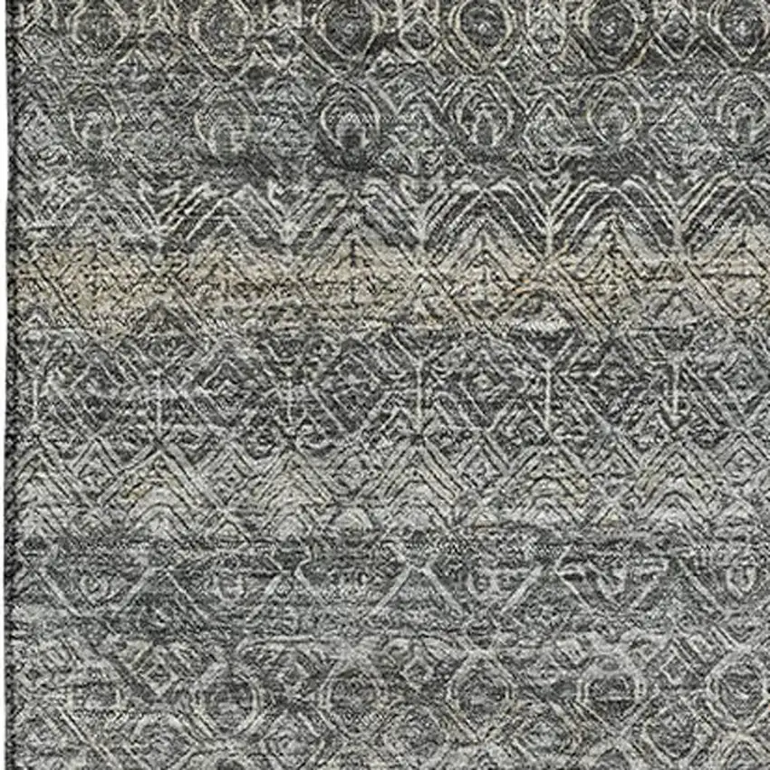 Pewter And Gray Striped Washable Area Rug With UV Protection Photo 3