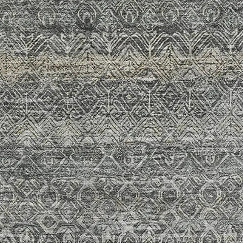 Pewter And Gray Striped Washable Area Rug With UV Protection Photo 3