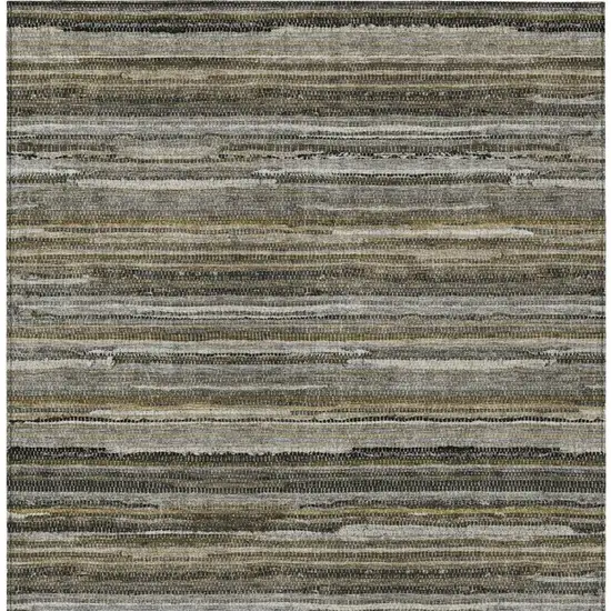 Pewter And Gray Striped Washable Indoor Outdoor Area Rug Photo 4