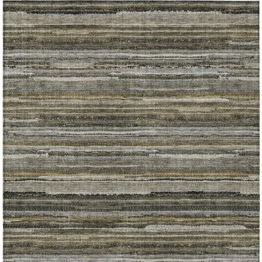 Pewter And Gray Striped Washable Indoor Outdoor Area Rug Photo 4
