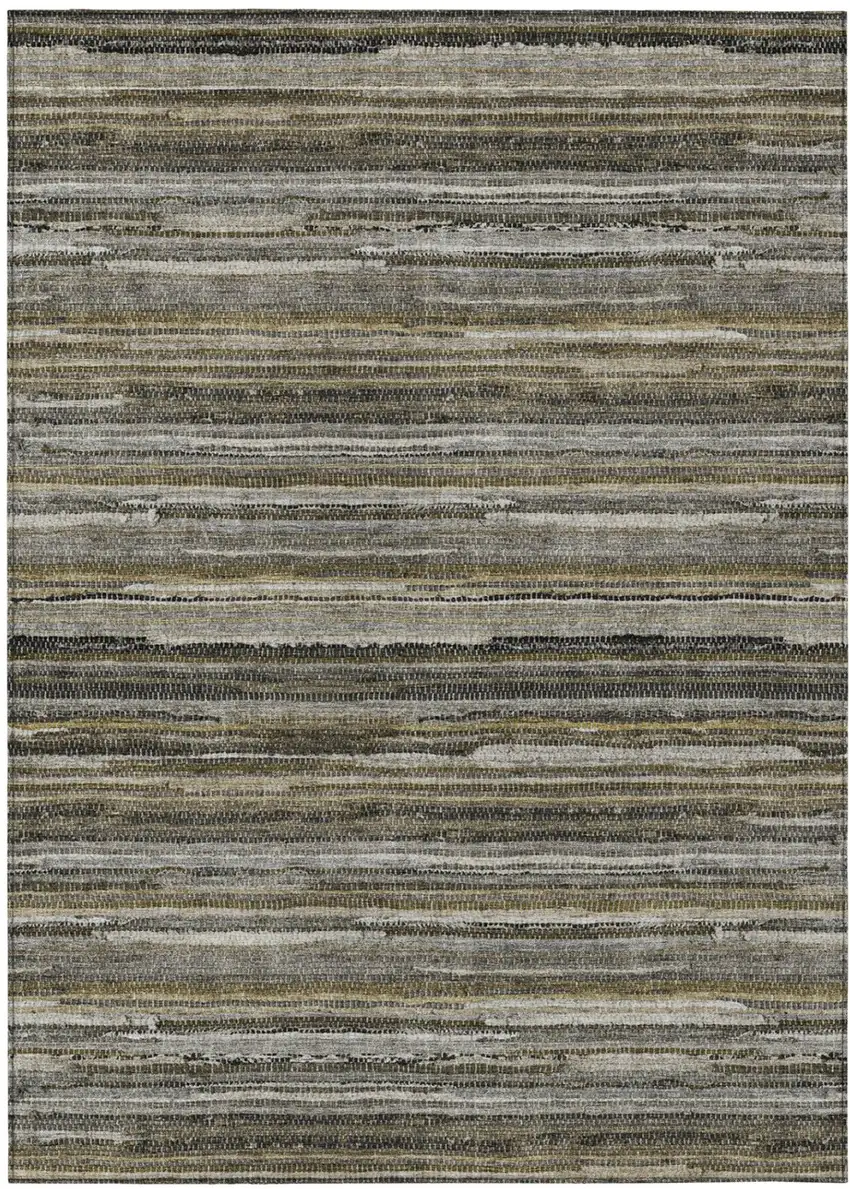 Pewter And Gray Striped Washable Indoor Outdoor Area Rug Photo 2