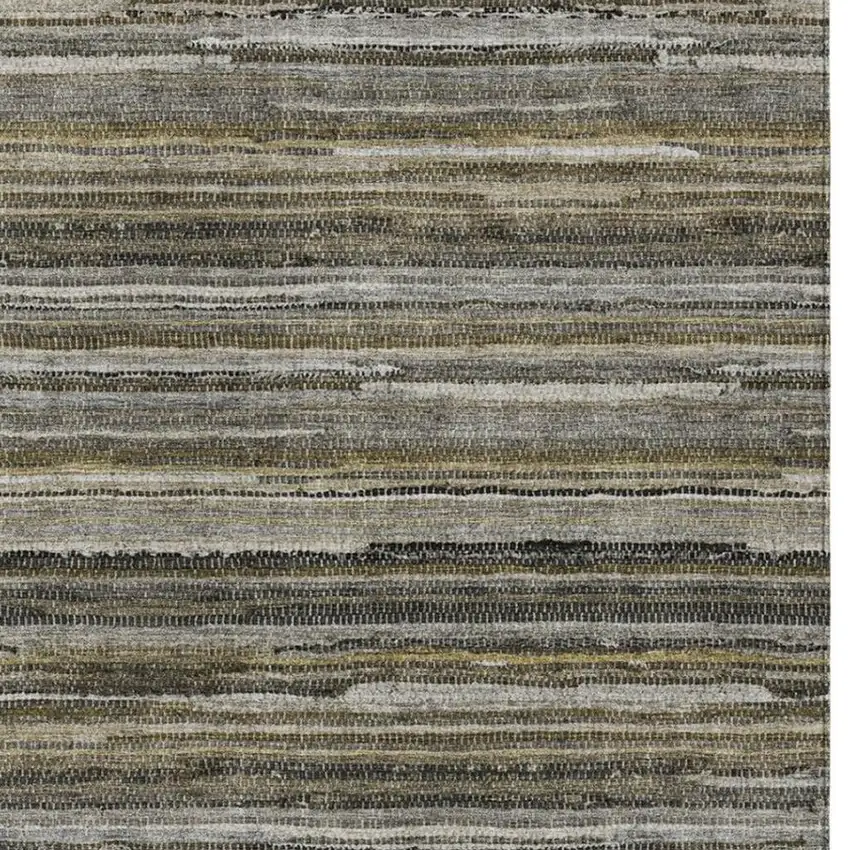Pewter And Gray Striped Washable Indoor Outdoor Area Rug Photo 3
