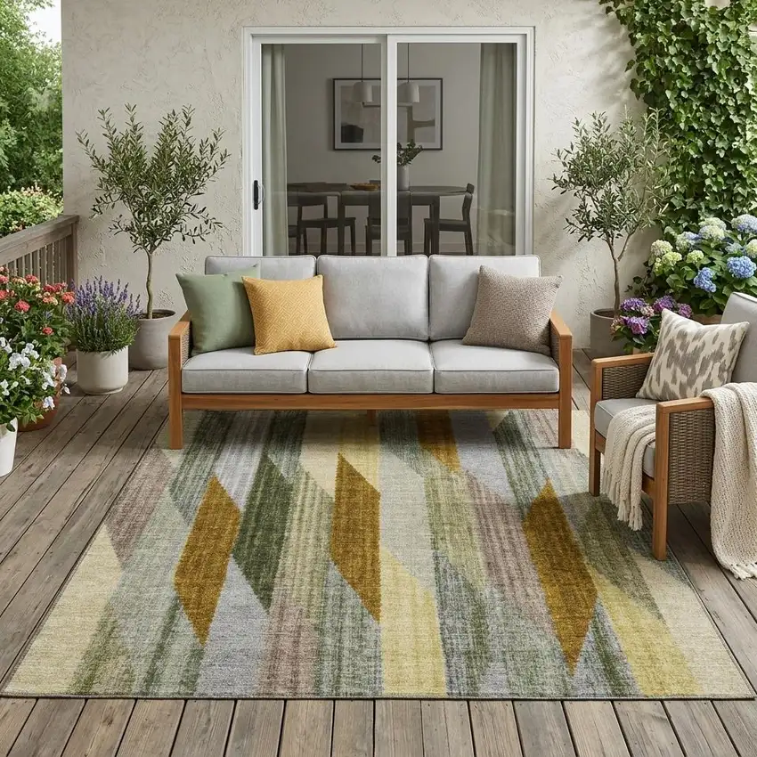 Pewter And Gray Striped Washable Indoor Outdoor Area Rug Photo 1