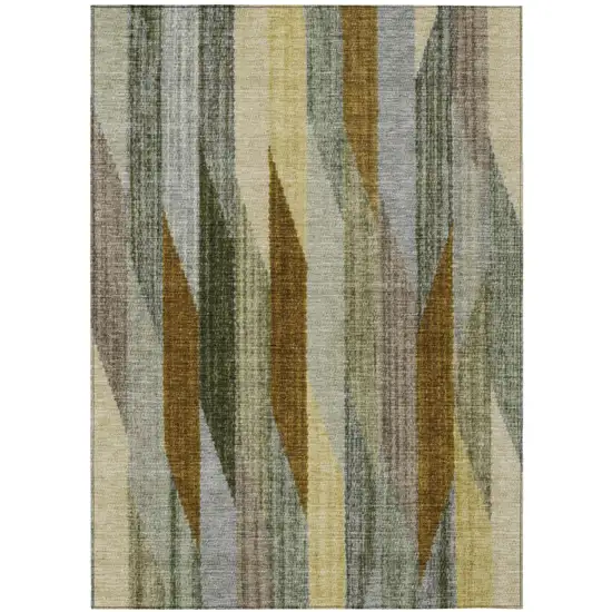 Pewter And Gray Striped Washable Indoor Outdoor Area Rug Photo 2