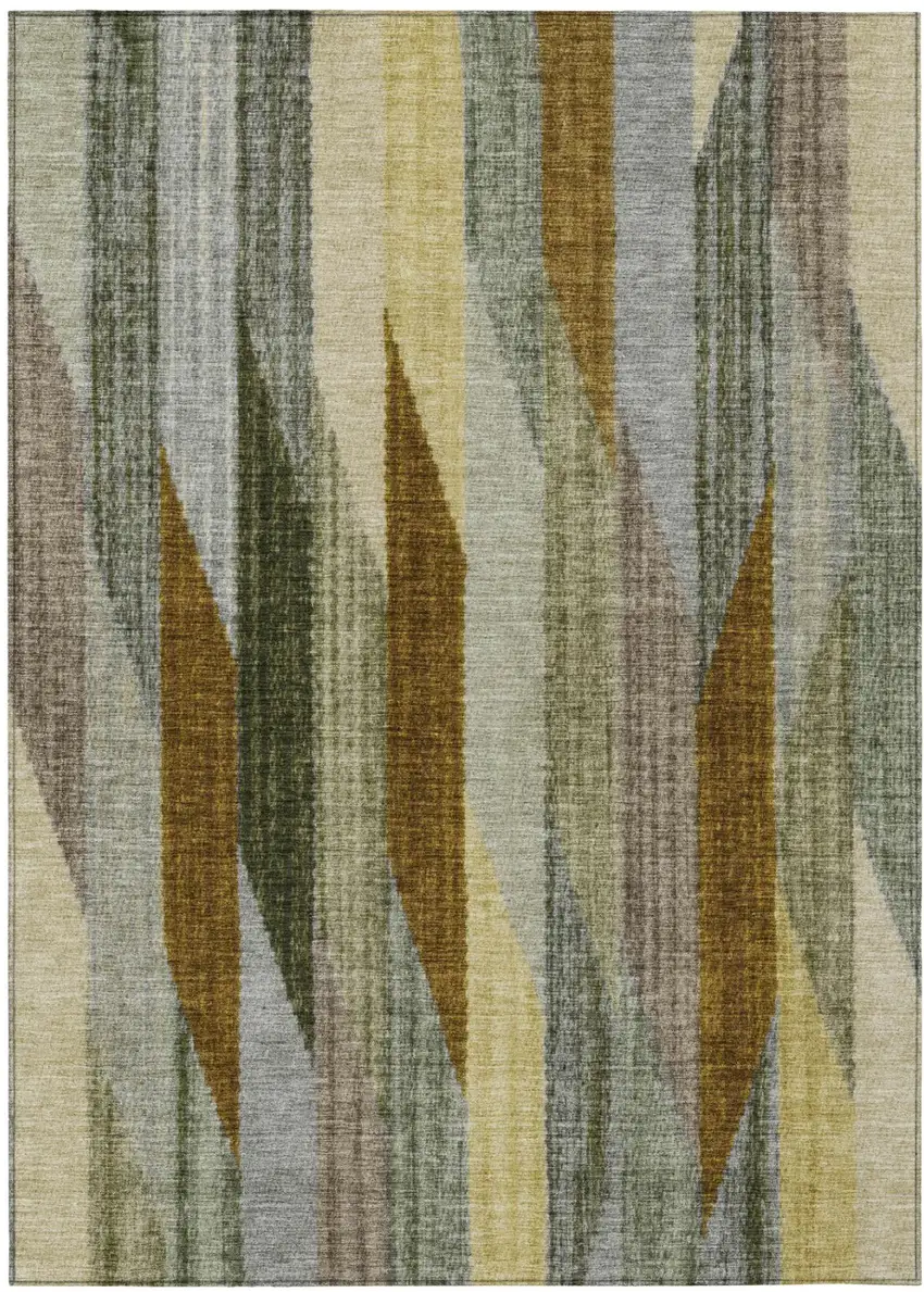 Pewter And Gray Striped Washable Indoor Outdoor Area Rug Photo 2