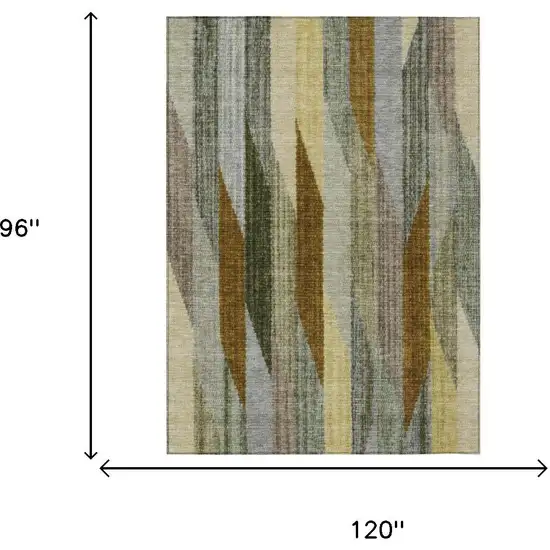 Pewter And Gray Striped Washable Indoor Outdoor Area Rug Photo 7