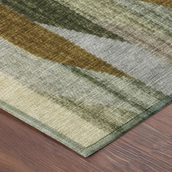 Pewter And Gray Striped Washable Indoor Outdoor Area Rug Photo 5