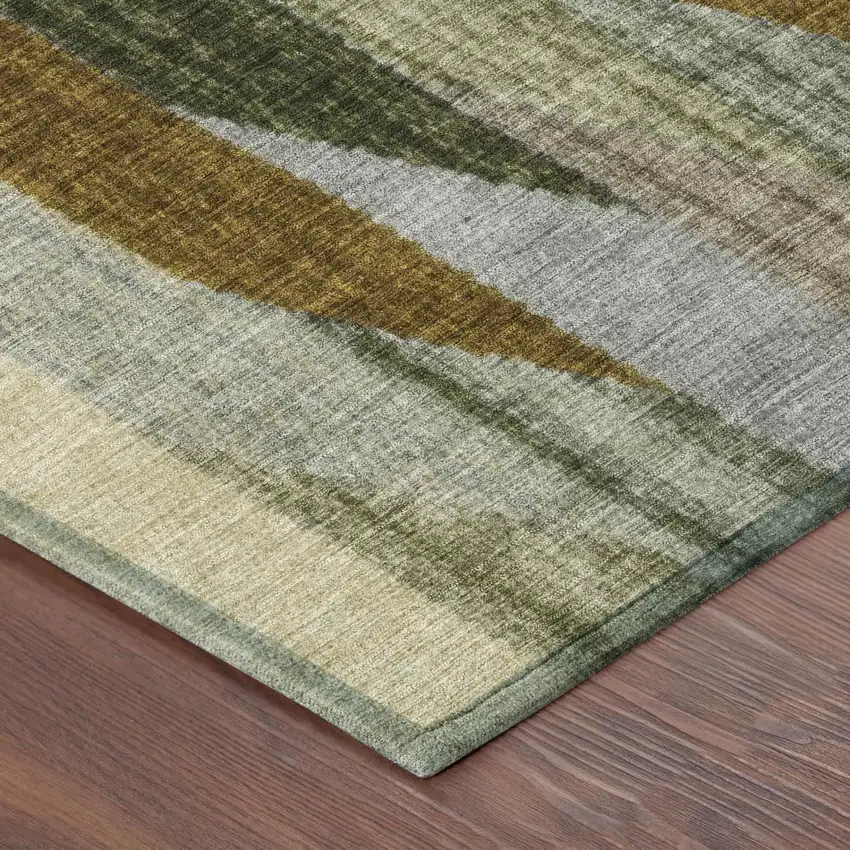 Pewter And Gray Striped Washable Indoor Outdoor Area Rug Photo 5