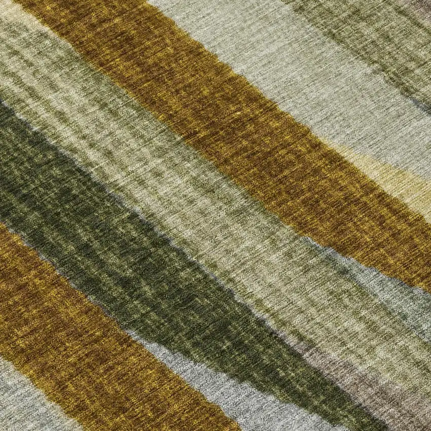 Pewter And Gray Striped Washable Indoor Outdoor Area Rug Photo 6