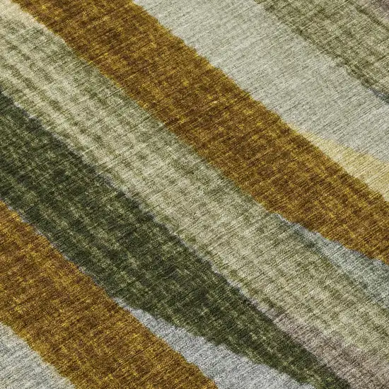 Pewter And Gray Striped Washable Indoor Outdoor Area Rug Photo 6