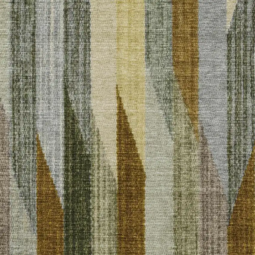 Pewter And Gray Striped Washable Indoor Outdoor Area Rug Photo 3