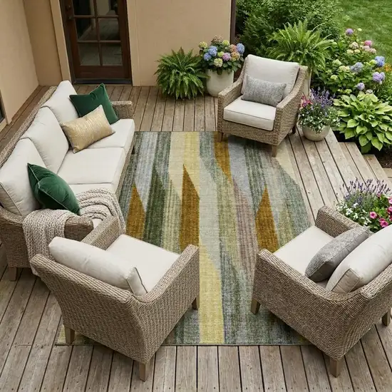 Pewter And Gray Striped Washable Indoor Outdoor Area Rug Photo 1