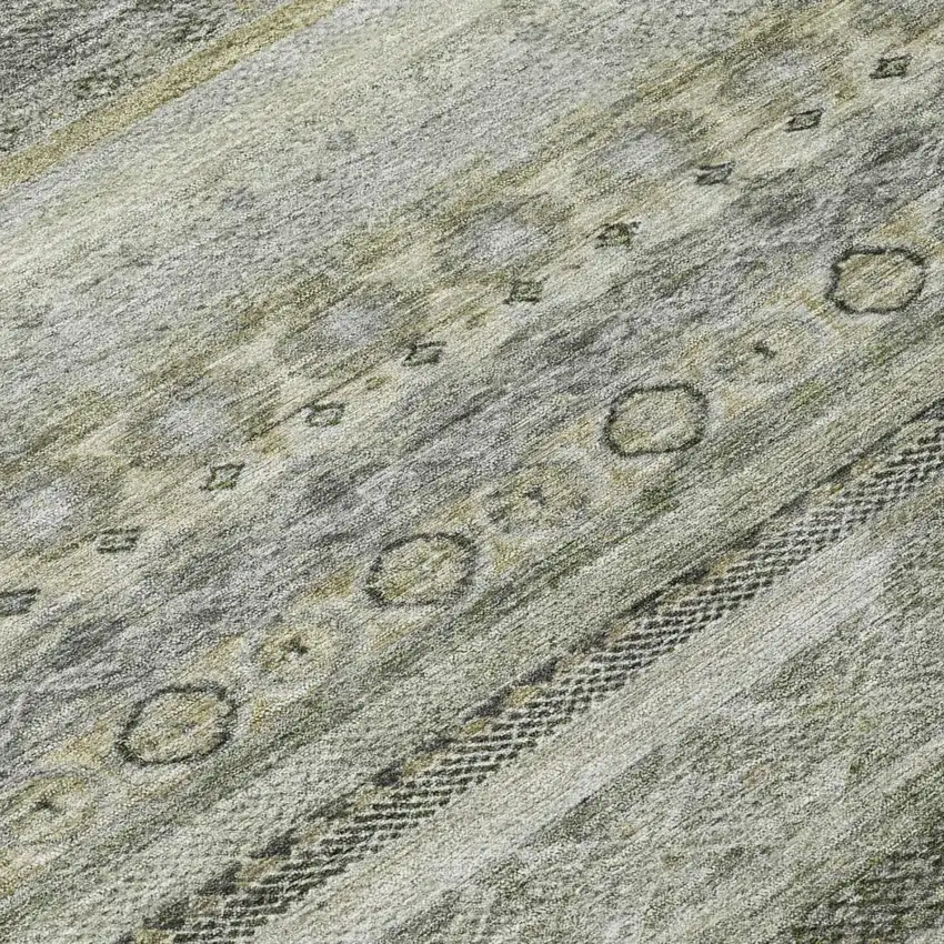Pewter And Gray Striped Washable Indoor Outdoor Area Rug Photo 6