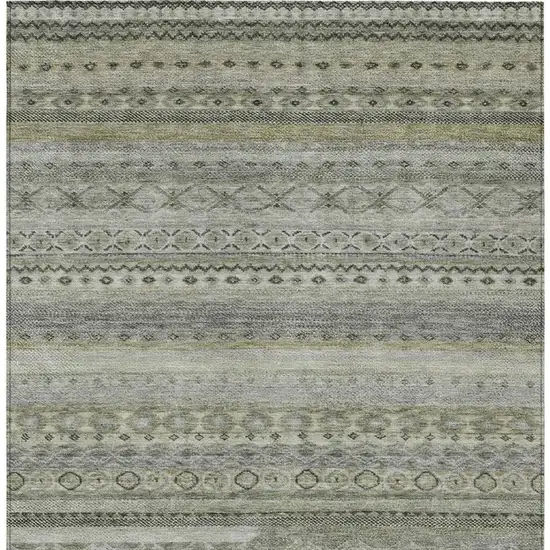 Pewter And Gray Striped Washable Indoor Outdoor Area Rug Photo 4