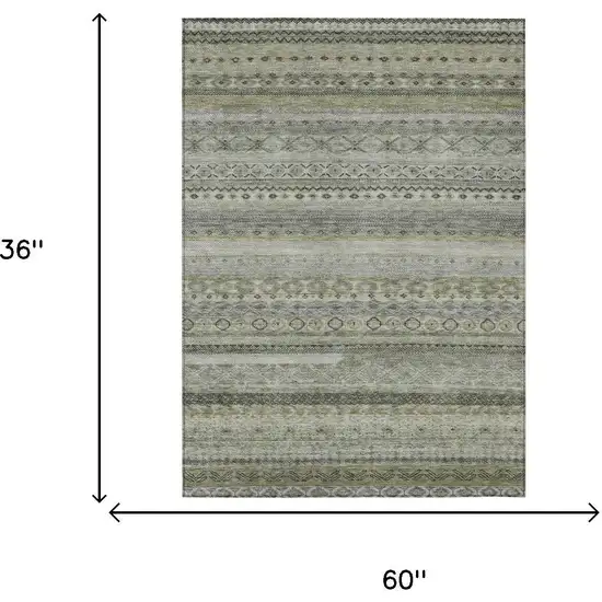Pewter And Gray Striped Washable Indoor Outdoor Area Rug Photo 7