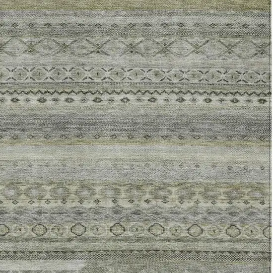 Pewter And Gray Striped Washable Indoor Outdoor Area Rug Photo 3