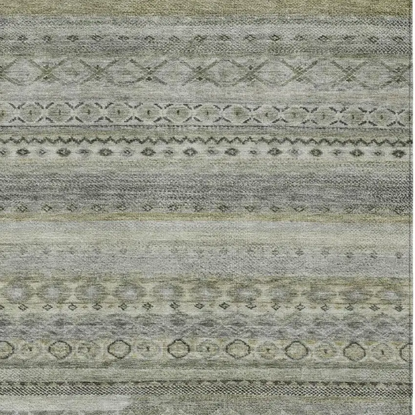 Pewter And Gray Striped Washable Indoor Outdoor Area Rug Photo 3