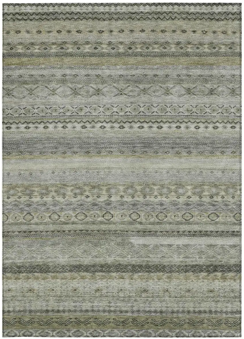 Pewter And Gray Striped Washable Indoor Outdoor Area Rug Photo 4