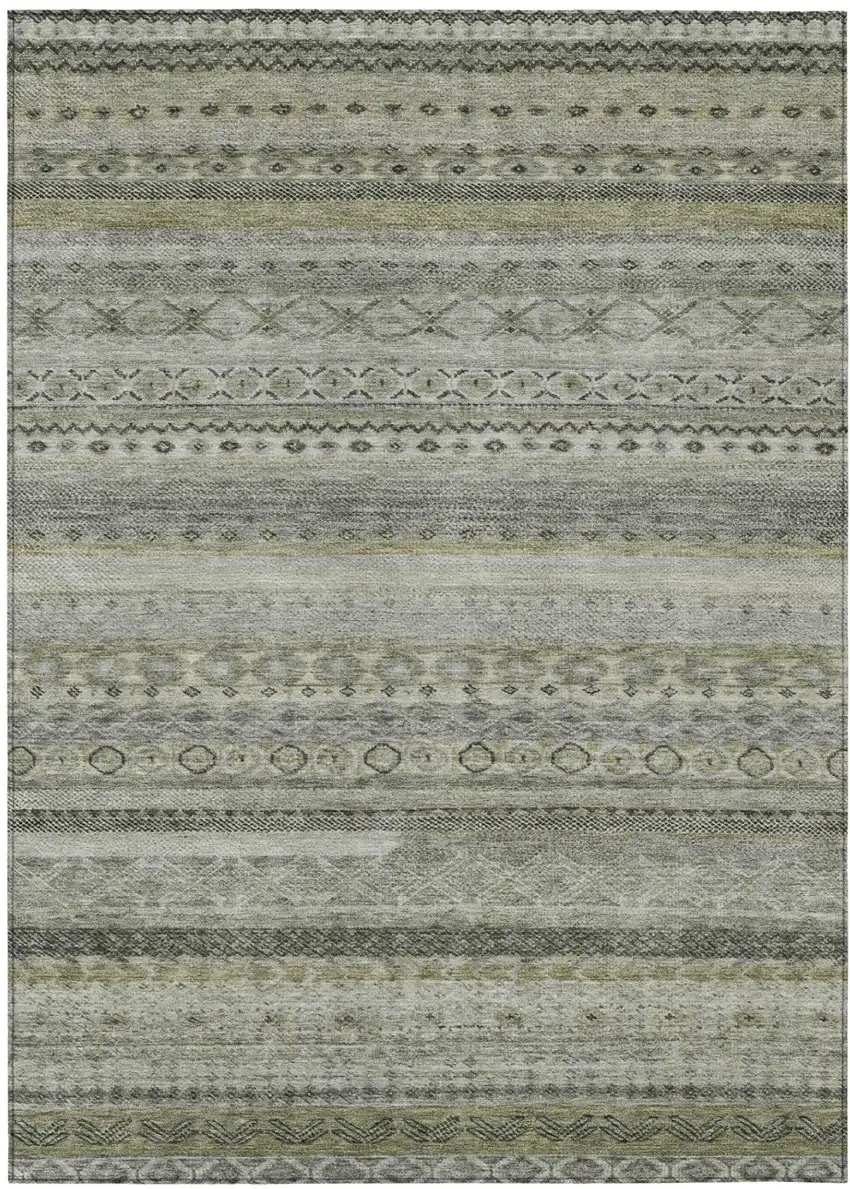 Pewter And Gray Striped Washable Indoor Outdoor Area Rug Photo 2