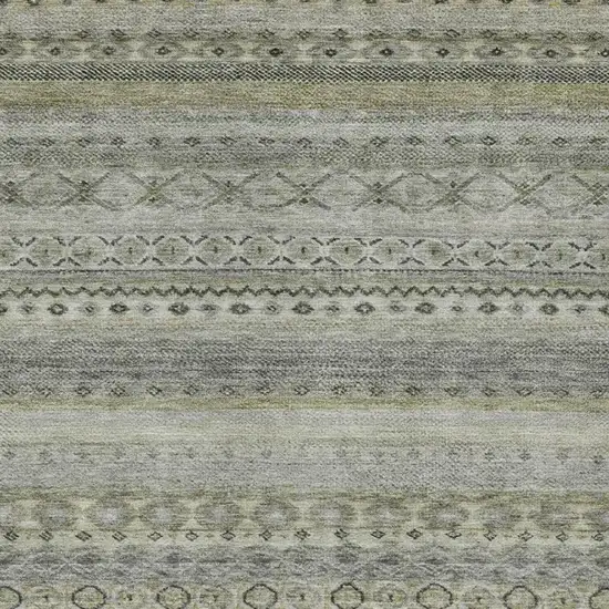 Pewter And Gray Striped Washable Indoor Outdoor Area Rug Photo 3