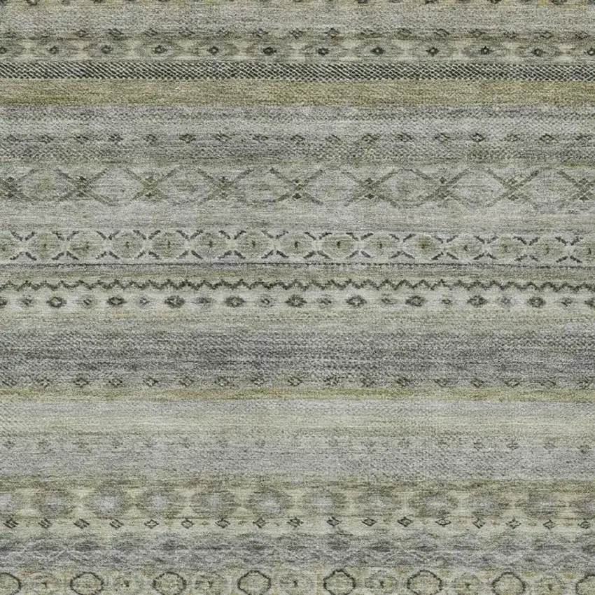 Pewter And Gray Striped Washable Indoor Outdoor Area Rug Photo 3