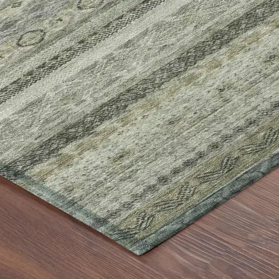 Pewter And Gray Striped Washable Indoor Outdoor Area Rug Photo 5